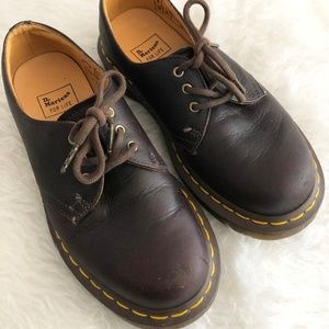 dr. Martens brown leather combat laced womens
